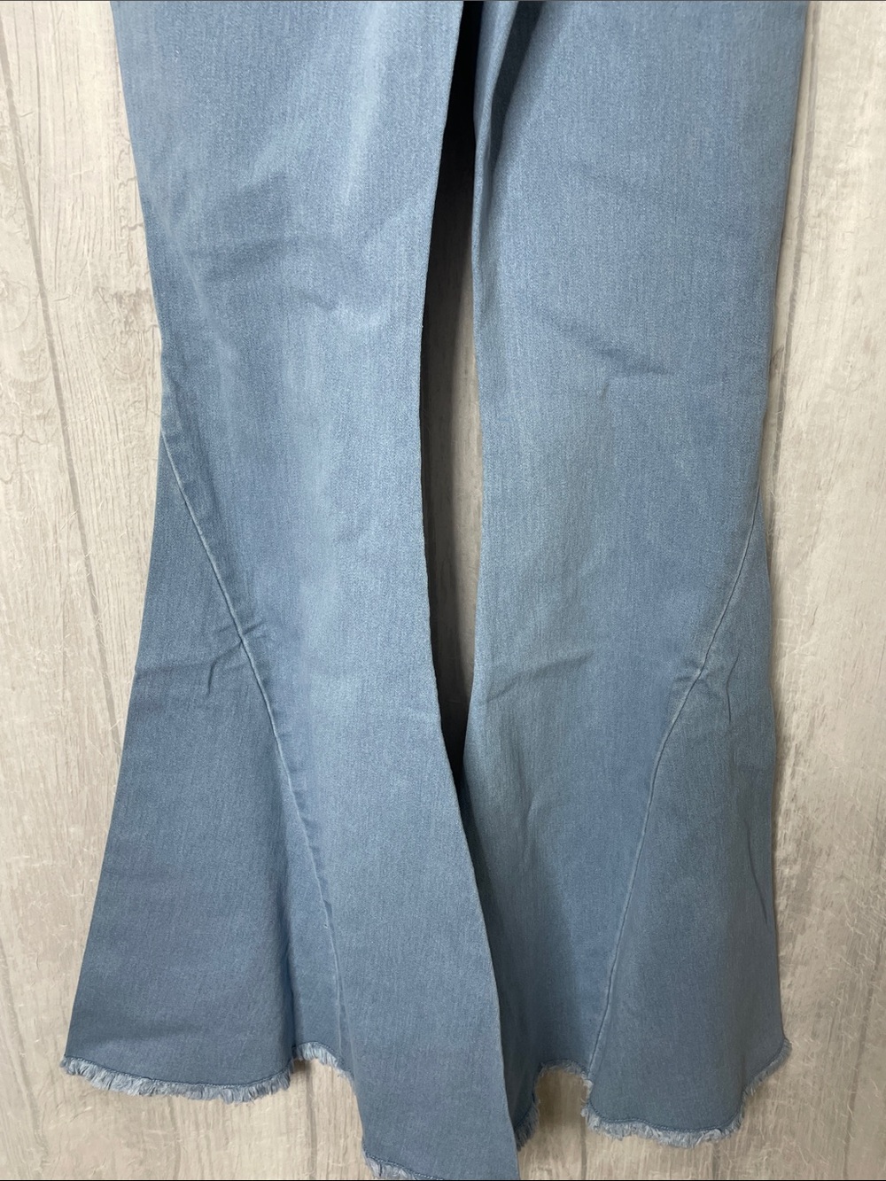 Three Bird Nest Light Blue Flare Pants. - Picture 7 of 8